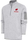 Main image for Antigua Wisconsin Badgers Mens Grey Fortune Long Sleeve 1/4 Zip Pullover