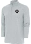 Main image for Antigua Chicago Cubs Mens White Metallic Logo Hunk Long Sleeve 1/4 Zip Pullover