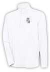 Main image for Antigua Chicago White Sox Mens White Metallic Logo Hunk Long Sleeve 1/4 Zip Pullover