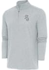 Main image for Antigua Chicago White Sox Mens Grey Metallic Logo Hunk Long Sleeve 1/4 Zip Pullover