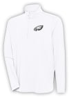 Main image for Antigua Philadelphia Eagles Mens White Metallic Logo Hunk Long Sleeve 1/4 Zip Pullover
