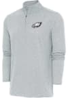 Main image for Antigua Philadelphia Eagles Mens Grey Metallic Logo Hunk Long Sleeve 1/4 Zip Pullover