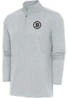 Main image for Antigua Boston Bruins Mens Grey Metallic Logo Hunk Long Sleeve 1/4 Zip Pullover
