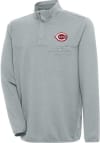 Main image for Antigua Cincinnati Reds Mens Grey Steamer Long Sleeve Qtr Zip Pullover