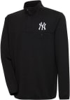 Main image for Antigua New York Yankees Mens Black Steamer Long Sleeve 1/4 Zip Pullover