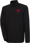 Main image for Antigua Philadelphia Phillies Mens Black Steamer Long Sleeve 1/4 Zip Pullover
