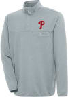 Main image for Antigua Philadelphia Phillies Mens Grey Steamer Long Sleeve 1/4 Zip Pullover