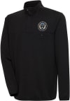 Main image for Antigua Philadelphia Union Mens Black Steamer Long Sleeve 1/4 Zip Pullover