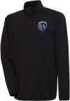 Main image for Antigua Sporting Kansas City Mens Black Steamer Long Sleeve 1/4 Zip Pullover