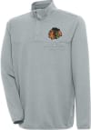 Main image for Antigua Chicago Blackhawks Mens Grey Steamer Long Sleeve 1/4 Zip Pullover