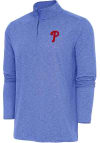Main image for Antigua Philadelphia Phillies Mens Blue Hunk Long Sleeve 1/4 Zip Pullover