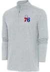 Main image for Antigua Philadelphia 76ers Mens Grey Hunk Long Sleeve 1/4 Zip Pullover