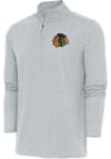 Main image for Antigua Chicago Blackhawks Mens Grey Hunk Long Sleeve 1/4 Zip Pullover