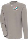 Main image for Antigua Miami Dolphins Mens Oatmeal Flier Bunker Long Sleeve Crew Sweatshirt