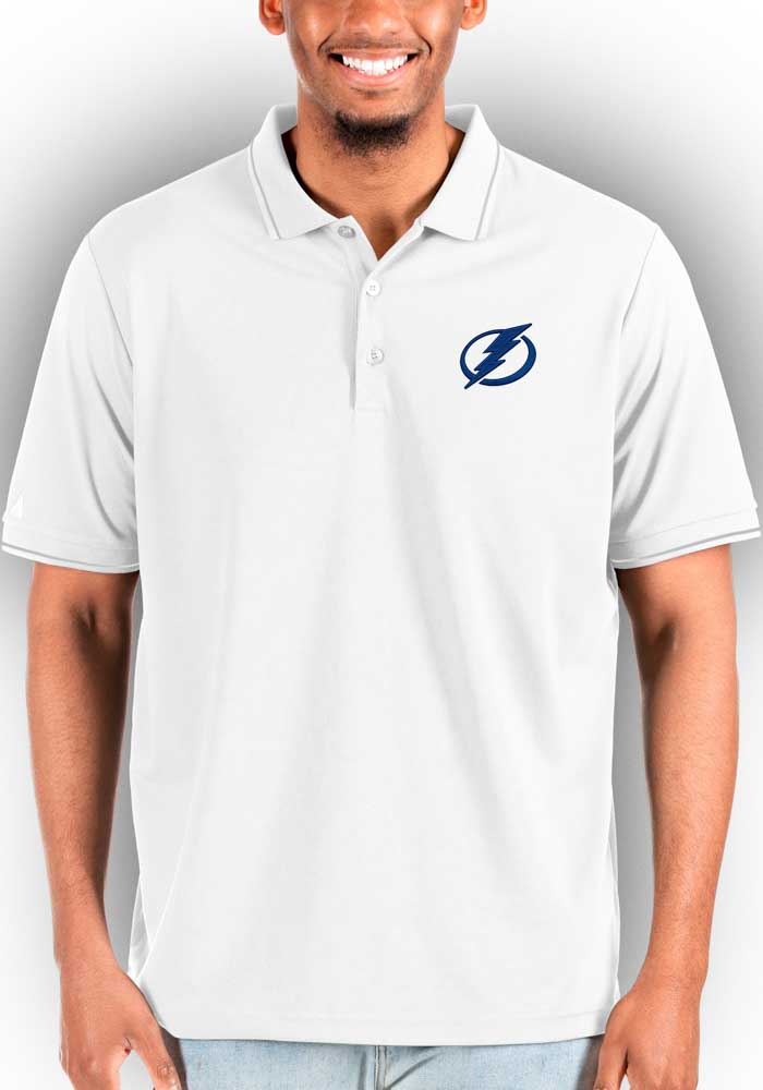 Tampa Bay Lightning Antigua WHITE Affluent Big and Tall Golf Shirt