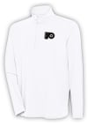 Main image for Antigua Philadelphia Flyers Mens White Metallic Logo Hunk Long Sleeve 1/4 Zip Pullover