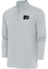 Main image for Antigua Philadelphia Flyers Mens Grey Metallic Logo Hunk Long Sleeve 1/4 Zip Pullover