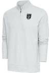 Main image for Antigua Austin FC Mens Grey Metallic Logo Gambit Long Sleeve Qtr Zip Pullover