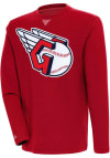 Main image for Antigua Cleveland Guardians Mens Red Flier Bunker Long Sleeve Crew Sweatshirt