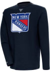 Main image for Antigua New York Rangers Mens Navy Blue Flier Bunker Long Sleeve Crew Sweatshirt