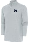 Main image for Antigua Michigan Wolverines Mens Grey Hunk Long Sleeve 1/4 Zip Pullover