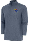 Main image for Antigua Kansas Jayhawks Mens Navy Blue Hunk Long Sleeve 1/4 Zip Pullover