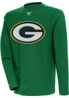 Main image for Antigua Green Bay Packers Mens Green Chenille Logo Flier Bunker Long Sleeve Crew Sweatshirt