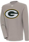 Main image for Antigua Green Bay Packers Mens Oatmeal Chenille Logo Flier Bunker Long Sleeve Crew Sweatshirt