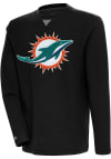 Main image for Antigua Miami Dolphins Mens Black Chenille Logo Flier Bunker Long Sleeve Crew Sweatshirt