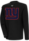 Main image for Antigua New York Giants Mens Black Chenille Logo Flier Bunker Long Sleeve Crew Sweatshirt