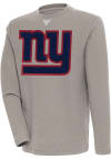 Main image for Antigua New York Giants Mens Oatmeal Chenille Logo Flier Bunker Long Sleeve Crew Sweatshirt