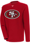 Main image for Antigua San Francisco 49ers Mens Red Chenille Logo Flier Bunker Long Sleeve Crew Sweatshirt