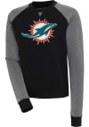 Main image for Antigua Miami Dolphins Womens Black Chenille Logo Flier Bunker Crew Sweatshirt