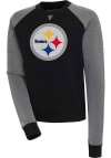 Main image for Antigua Pittsburgh Steelers Womens Black Chenille Logo Flier Bunker Crew Sweatshirt