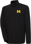 Main image for Antigua Michigan Wolverines Mens Black Steamer Long Sleeve 1/4 Zip Pullover