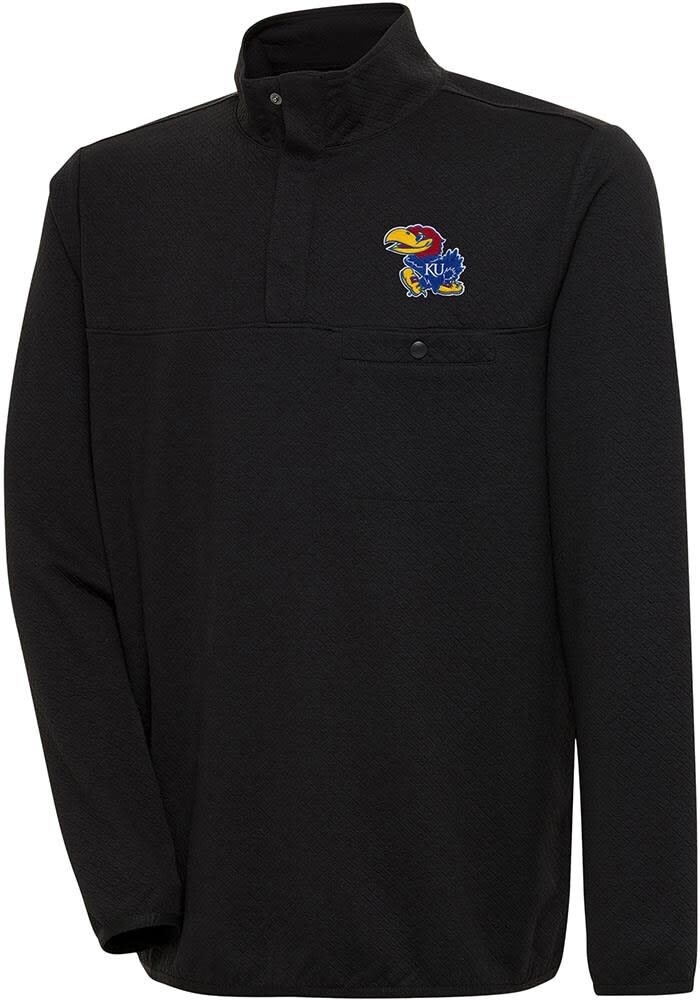 Antigua Kansas Jayhawks Mens BLACK Steamer Pullover - 133052341