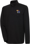 Main image for Antigua Kansas Jayhawks Mens Black Steamer Long Sleeve 1/4 Zip Pullover