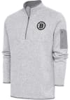 Main image for Antigua Boston Bruins Mens Grey Metallic Logo Fortune Long Sleeve 1/4 Zip Pullover