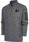Main image for Antigua Philadelphia Flyers Mens Grey Metallic Logo Fortune Long Sleeve 1/4 Zip Pullover