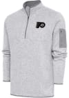 Main image for Antigua Philadelphia Flyers Mens Grey Metallic Logo Fortune Long Sleeve 1/4 Zip Pullover