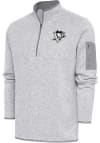 Main image for Antigua Pittsburgh Penguins Mens Grey Metallic Logo Fortune Long Sleeve 1/4 Zip Pullover