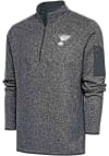 Main image for Antigua St Louis Blues Mens Grey Metallic Logo Fortune Long Sleeve 1/4 Zip Pullover