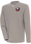 Main image for Antigua New York Islanders Mens Oatmeal Flier Bunker Long Sleeve Crew Sweatshirt