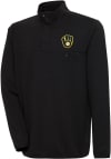 Main image for Antigua Milwaukee Brewers Mens Black Steamer Long Sleeve 1/4 Zip Pullover