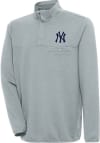 Main image for Antigua New York Yankees Mens Grey Steamer Long Sleeve 1/4 Zip Pullover