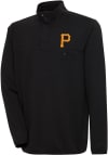Main image for Antigua Pittsburgh Pirates Mens Black Steamer Long Sleeve 1/4 Zip Pullover