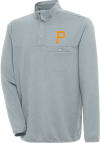 Main image for Antigua Pittsburgh Pirates Mens Grey Steamer Long Sleeve 1/4 Zip Pullover