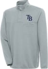 Main image for Antigua Tampa Bay Rays Mens Grey Steamer Long Sleeve 1/4 Zip Pullover
