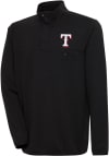 Main image for Antigua Texas Rangers Mens Black Steamer Long Sleeve 1/4 Zip Pullover