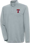 Main image for Antigua Texas Rangers Mens Grey Steamer Long Sleeve 1/4 Zip Pullover